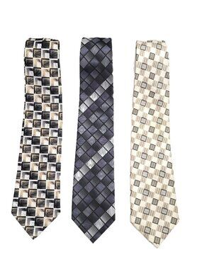 Lot of 3 Men’s Geometric Ties: Joseph & Feiss Silk, Paul Dione, & John Ashford